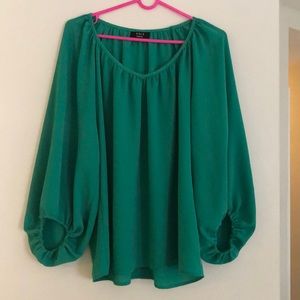 VICI teal 3/4 scrunch sleeve blouse